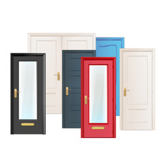 Collection doors isolated on white.