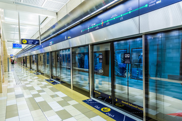 Obraz premium Dubai Metro Terminal in Dubai, United Arab Emirates.