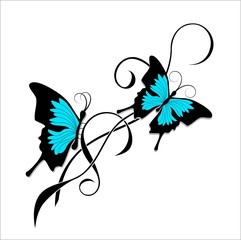 butterfly tattoo black blue