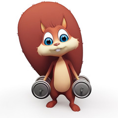 Squirrel with dumbbells