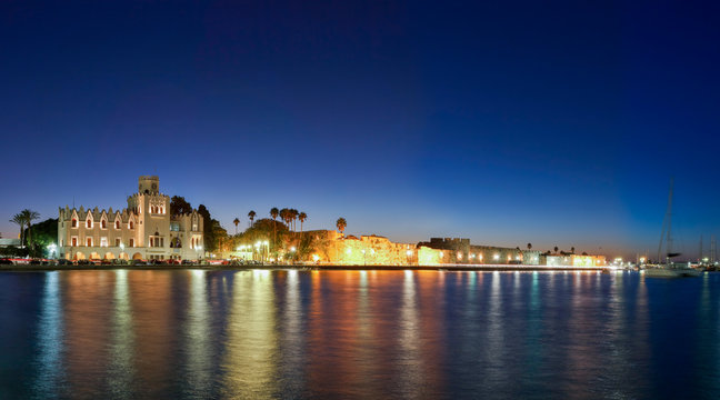 Fototapeta Town of Kos island twilight cityscape