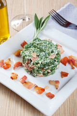 spatzle with spinach and speck - bacon -
