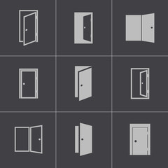 Vector black door icons set