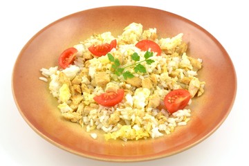 casserole with rice, chicken and cheese