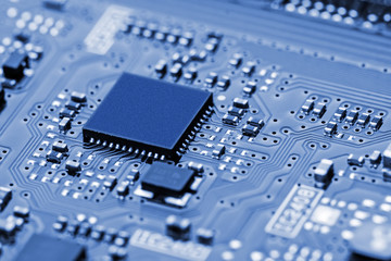Closeup of electronic circuit board