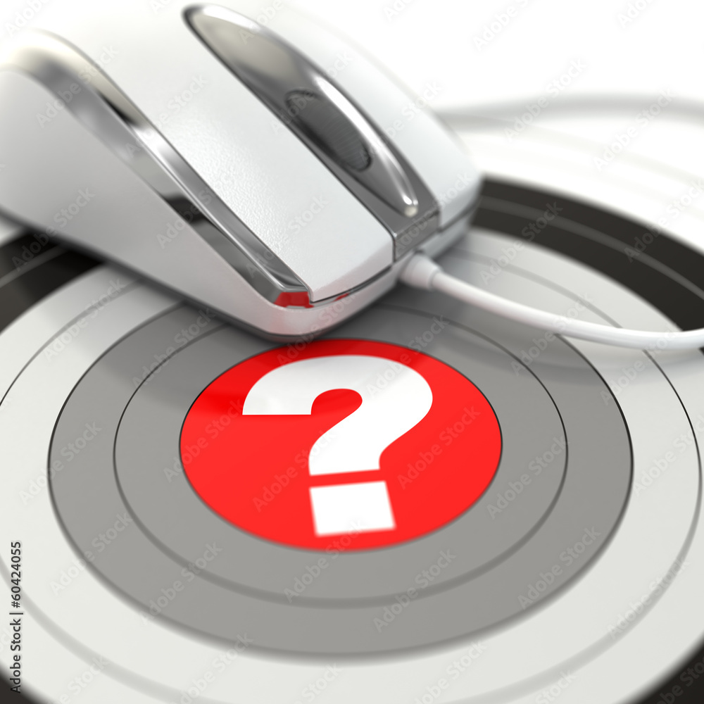 Aufkleber Help online. Question in center of  target and mouse.