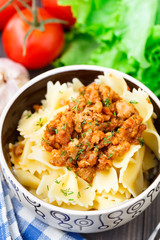 Pasta Bolognese in a bowl