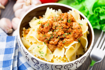 Pasta Bolognese in a bowl