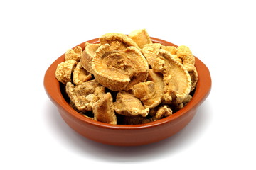 Pork rinds isolated on white background