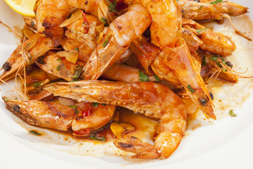 Shrimps prepared with garlic, chilli, white wine and balsamic vi