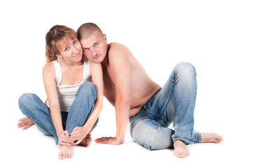 Couple in studio sitting