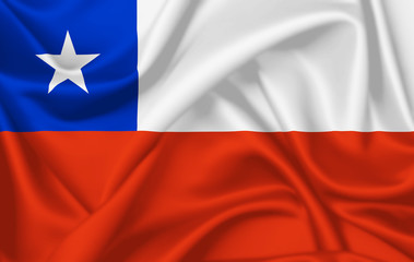Fototapeta na wymiar Flag of Chile waving with silky look