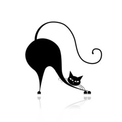 Funny big cat silhouette for your design