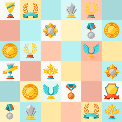 Seamless pattern with trophy and awards.