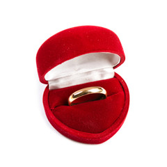 wedding ring in a velvet red box