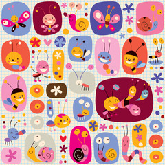 butterflies beetles snails bees flowers nature pattern