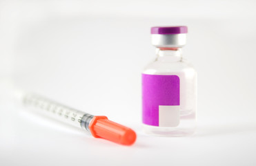 Purple medicine injection vial and disposable injection syringe