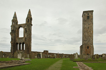 Ruin of St Andrews Cathedral in St Andrews Scotland