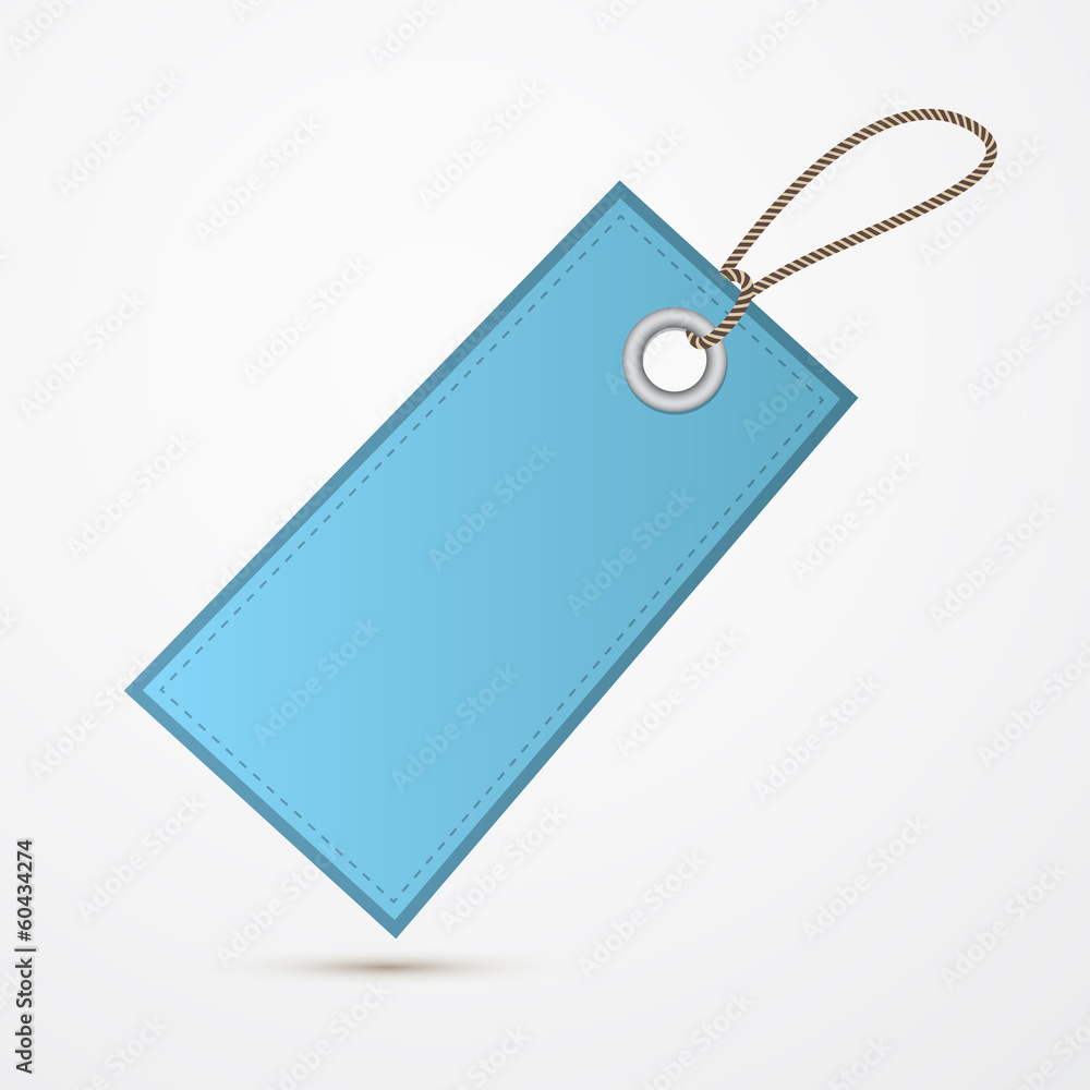 Poster empty blue label, tag with string