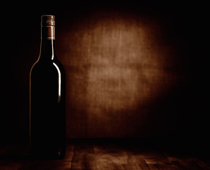 Fototapeta na wymiar Red wine bottle
