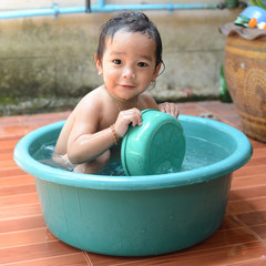 Boy bathing