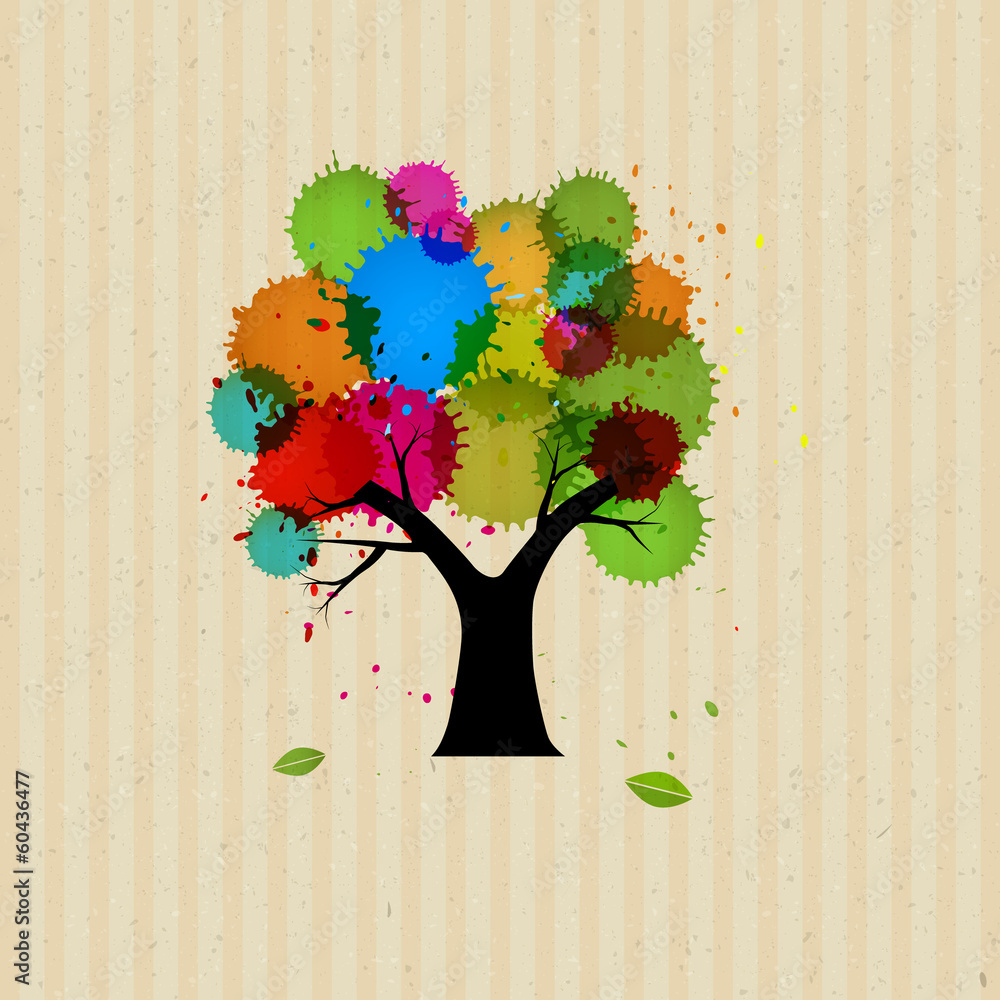Poster abstract vector tree with colorful blob