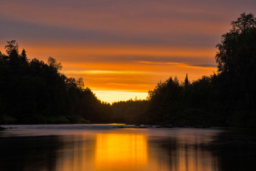 White Night on the River Pana. Kola Peninsula. Pana River.