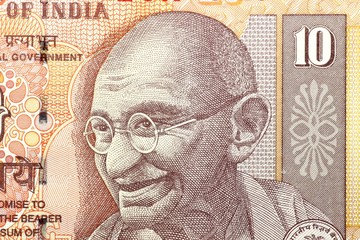 Porträt auf der indischen 10 Rupien Banknote
