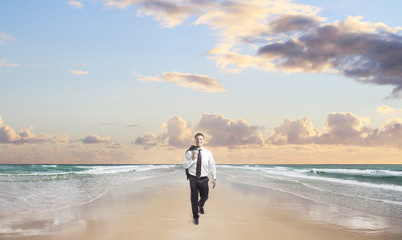 happiness businessman walking