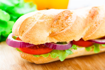 Vegetarian baguette sandwich