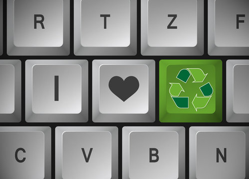 Computer Tastatur " I Love Recycling "
