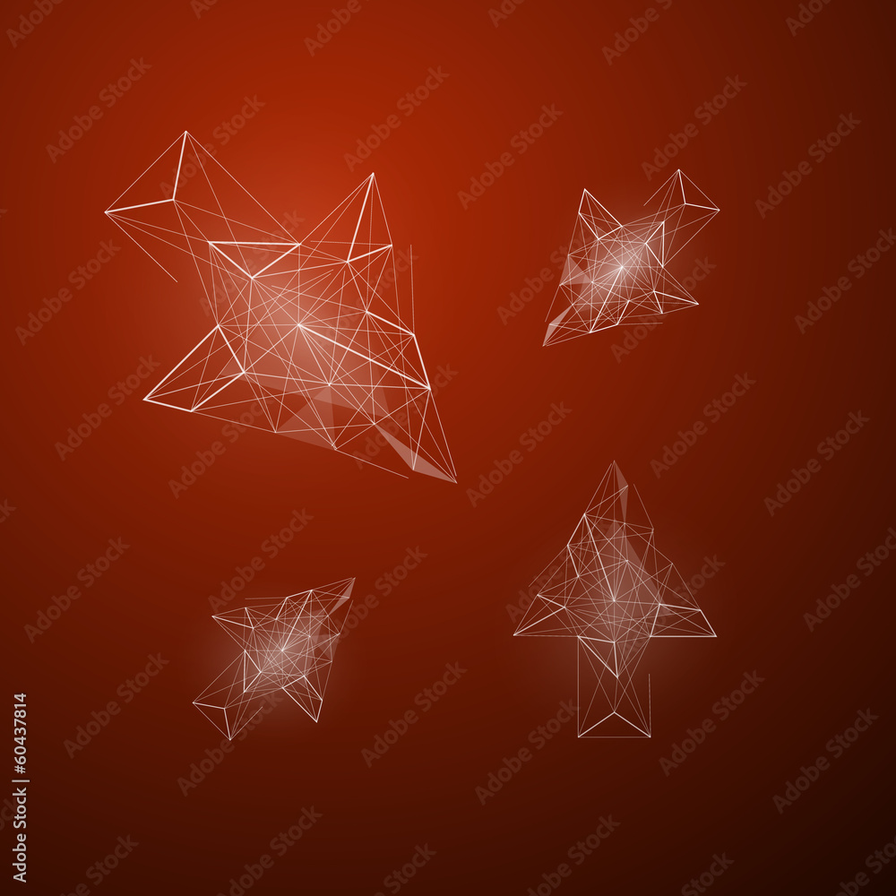 Poster abstract transparent arrows on dark red background