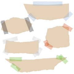 Sammlung - braune Papierfetzen mit Tape
