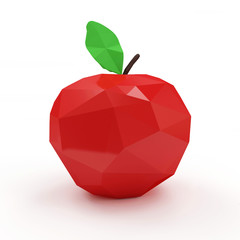 Red Apple in Origami Style isolated on white background
