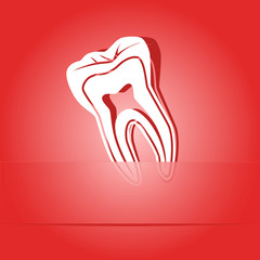 Tooth. Paper sticker. Vector illustration.