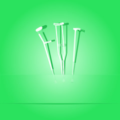 Crutches. Paper sticker. Vector illustration.