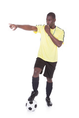 Soccer Referee With Ball And Whistle
