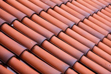 Red tiles roof texture architecture background