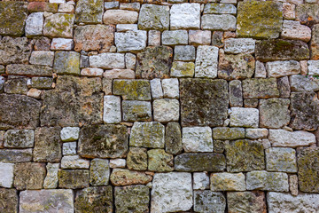 Wall built of natural stone