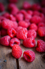 Closeup of fresh picked raspberries