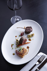 Lamp steak with red wine