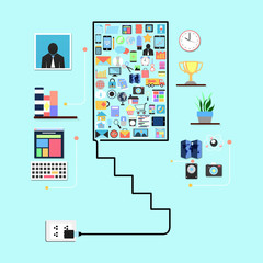 social media with applications graphical user interface flat ico