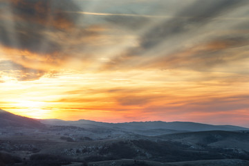 Fototapeta premium Mountains with colorful sky