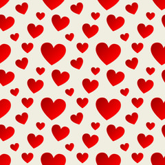 Seamless pattern with red hearts. Vector