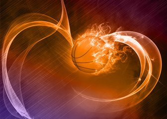 Baketball fire ball background
