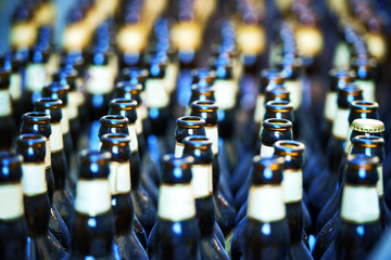 Fototapeta premium Close up of many bottles of beer