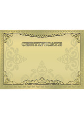 Gold certificate. Diploma. Gold vector template