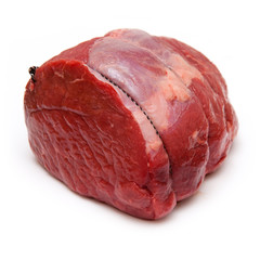 Beef roasting joint isolated on a white studio background.