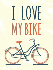 I love my bike. Vector illustration.