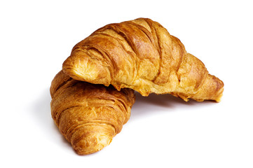 Two croissants isolated on a white background